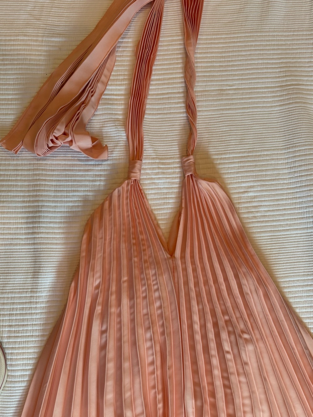 Mango Salmon Pink Pleated Halter Dress - Picture 4 of 11